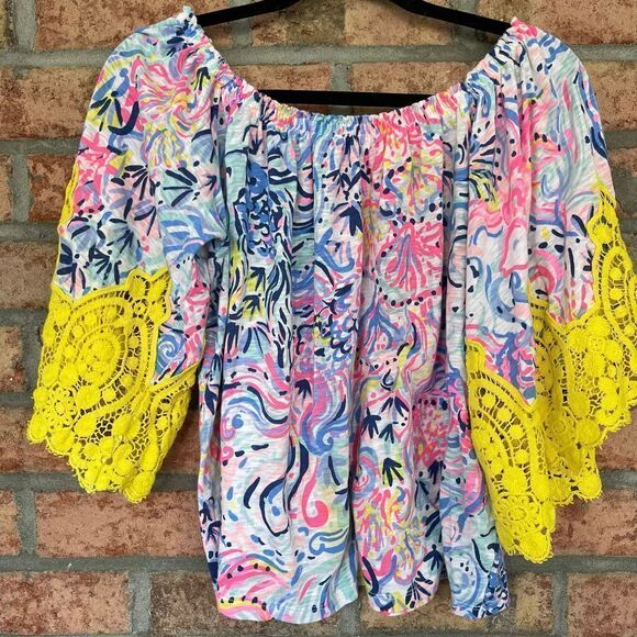 Lilly Pulitzer Zaylee Off the Shoulder Blouse S - Picture 2 of 6